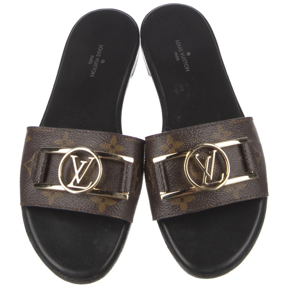 Louis Vuitton Brown Sandals with Gold Accent